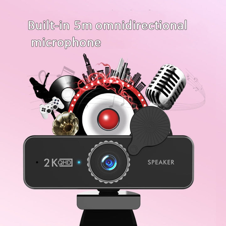 Lisslune | C580 1440P Network HD Live Broadcast Computer Camera Built-in Speakers