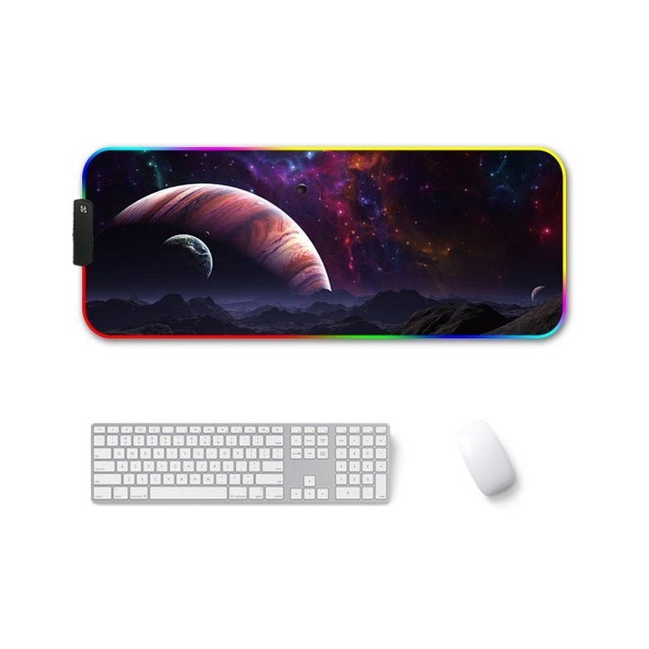 Lisslune | 300x800x4mm F-01 Rubber Thermal Transfer RGB Illuminated Non-Slip Mouse Pad (Expansive Starry Sky)
