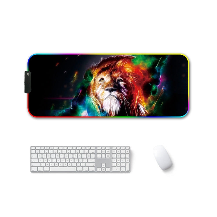 Lisslune | 300x800x4mm F-01 Rubber Heat Transfer RGB Illuminating Non-Slip Mouse Pad (Colorful Lion)
