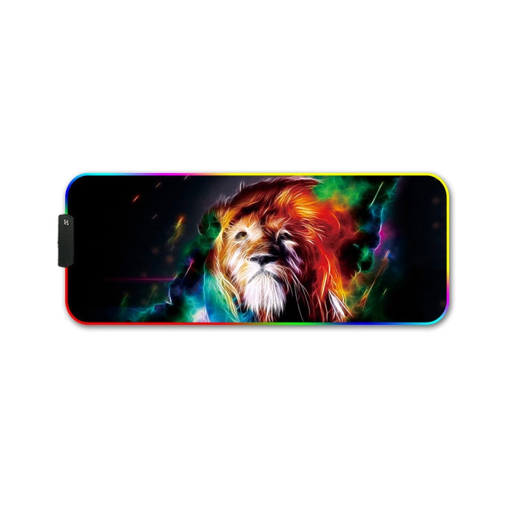 Lisslune | 300x800x4mm F-01 Rubber Heat Transfer RGB Illuminating Non-Slip Mouse Pad (Colorful Lion)