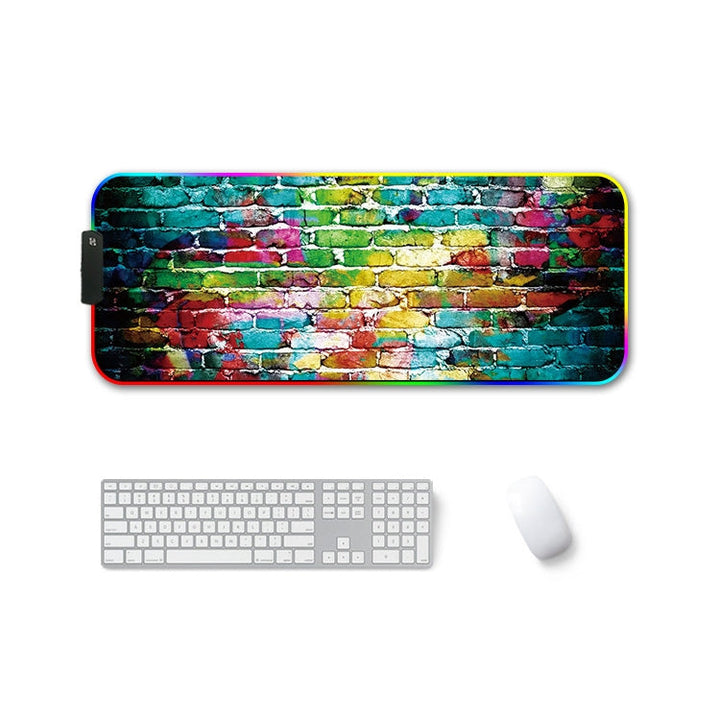 Lisslune | 300x800x4mm F-01 Rubber Thermotransfer RGB Illuminated Non-slip Mousepad (Colorful Brick)