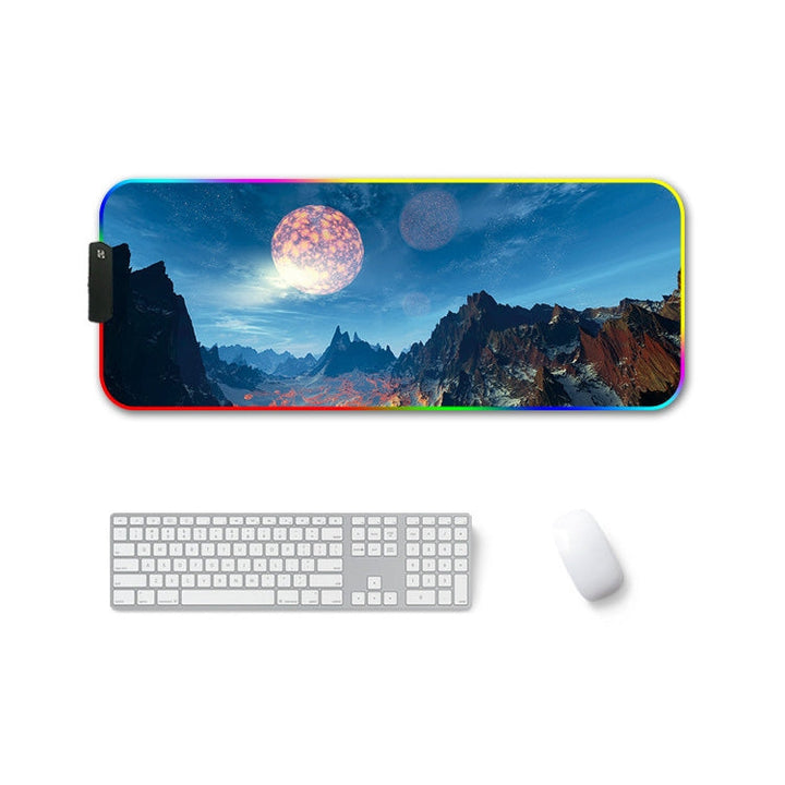 Lisslune | 350x900x4mm F-01 Rubber Heat Transfer RGB Glowing Non-Slip Mouse Pad (Snow Peak)