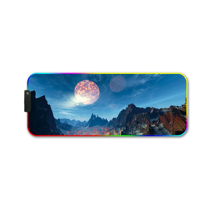 Lisslune | 350x900x4mm F-01 Rubber Heat Transfer RGB Glowing Non-Slip Mouse Pad (Snow Peak)