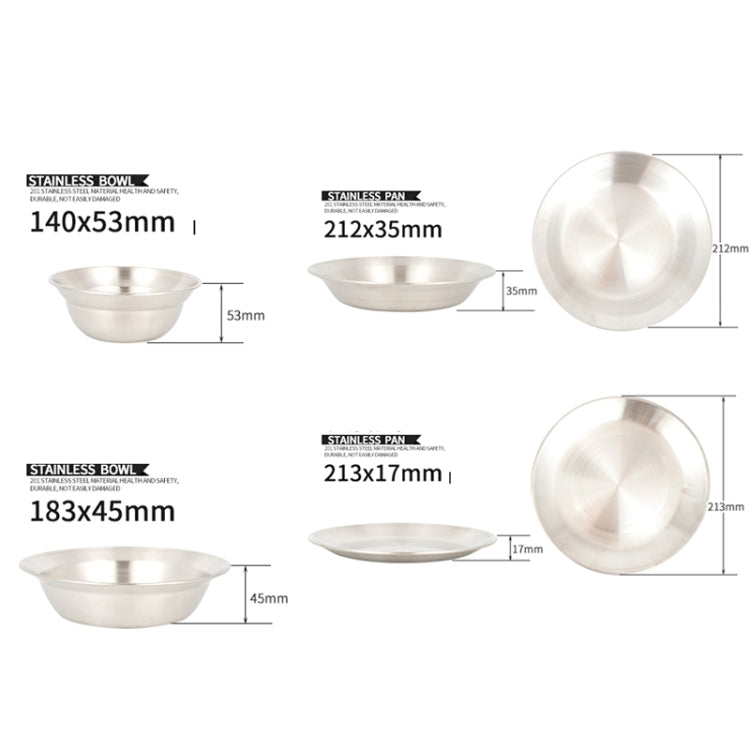 Lisslune | 16 PCS / Set CLS Outdoor Stainless Steel Tableware Portable Camping Dinner Bowl Plate Set