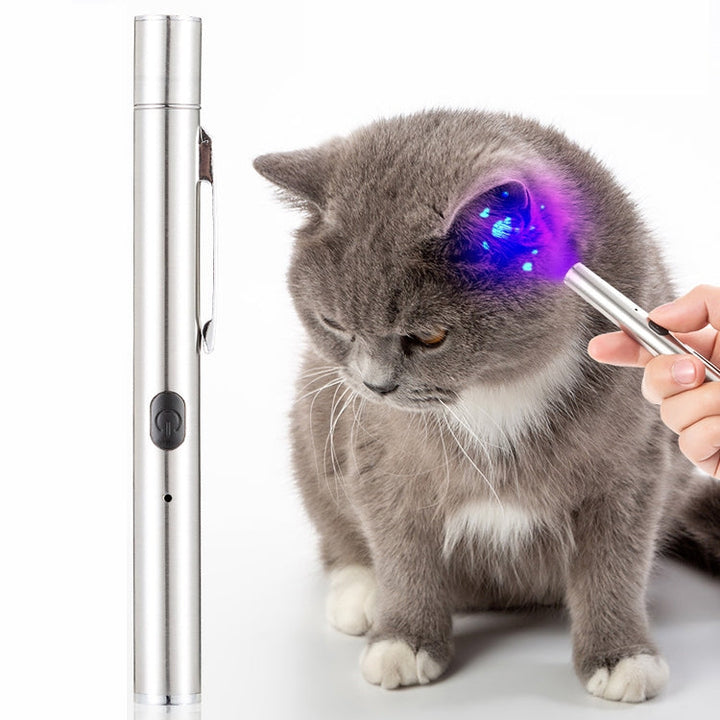 Woods Lamp Cat Moss Detection Lamp Cat Urine Blackhead 365UV Black Mirror Ultraviolet Fluorescent Medium Money Detector Lamp (Silver)