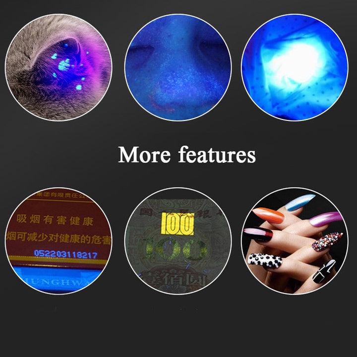 Woods Lamp Cat Moss Detection Lamp Cat Urine Blackhead 365UV Black Mirror Ultraviolet Fluorescent Medium Money Detector Lamp (Silver)