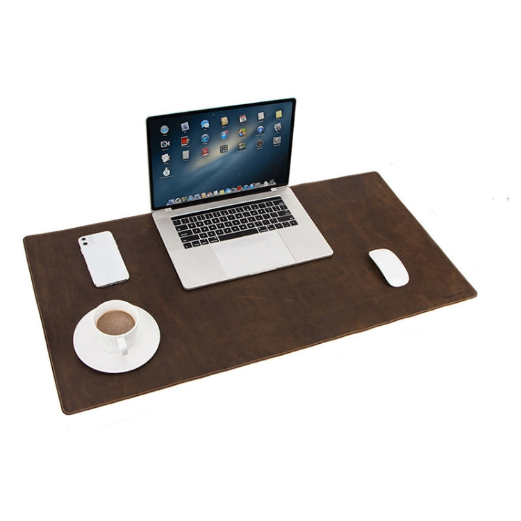 Lisslune | CF9011 Desk Pad Retro Crazy Horse Leather Notebook Computer Mouse Pad Oversized Non-Slip Desktop Computer Desk Leather Pad (Brown)
