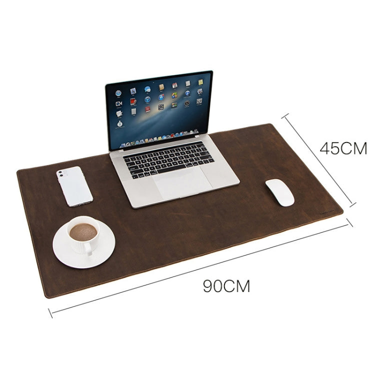 Lisslune | CF9011 Desk Pad Retro Crazy Horse Leather Notebook Computer Mouse Pad Oversized Non-Slip Desktop Computer Desk Leather Pad (Brown)