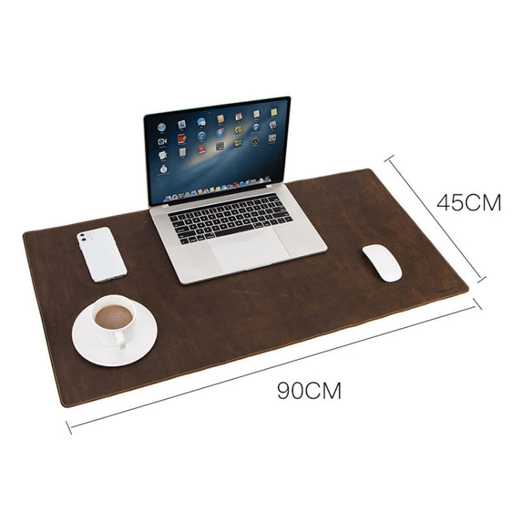 Lisslune | CF9011 Desk Pad Retro Crazy Horse Leather Notebook Computer Mouse Pad Oversized Non-Slip Desktop Computer Desk Leather Pad (Brown)