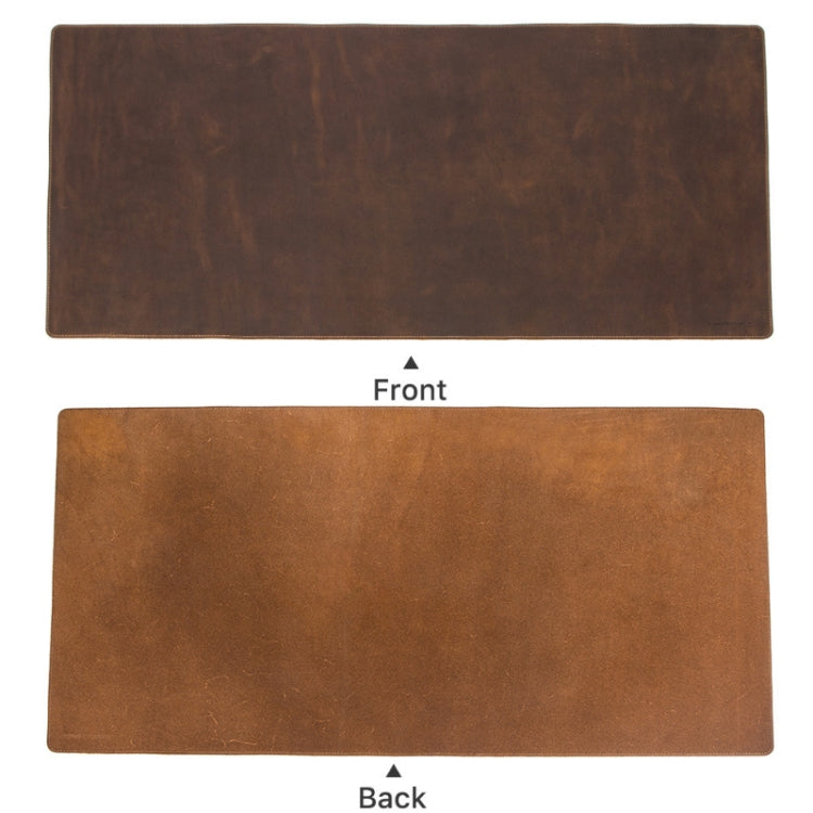 Lisslune | CF9011 Desk Pad Retro Crazy Horse Leather Notebook Computer Mouse Pad Oversized Non-Slip Desktop Computer Desk Leather Pad (Brown)
