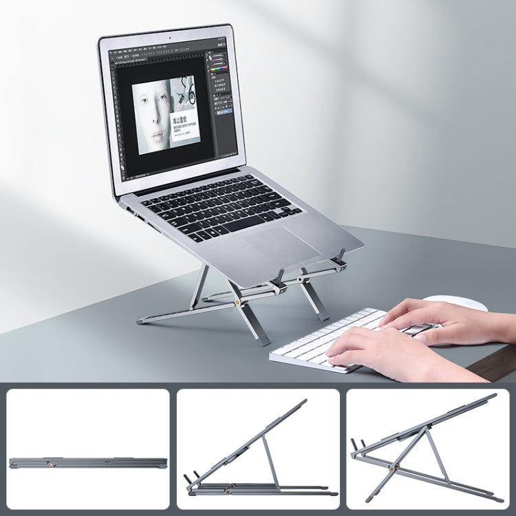 Lisslune | Oatsbasf Z02 Laptop Raising Cooling Holder Aluminum Alloy Desktop Adjustable Holder (Gray)