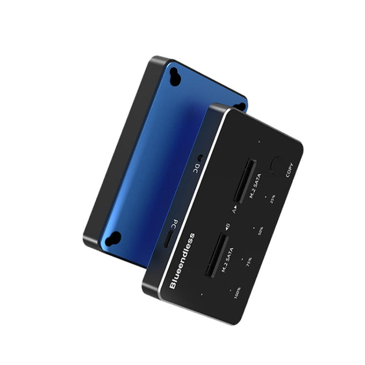 Lisslune | Blueendless M.2 Dual Disk Mobile Hard Drive Base SATA / NVME Solid State Hard Drive Box, Color: M.2 SATA (Gray + Blue)