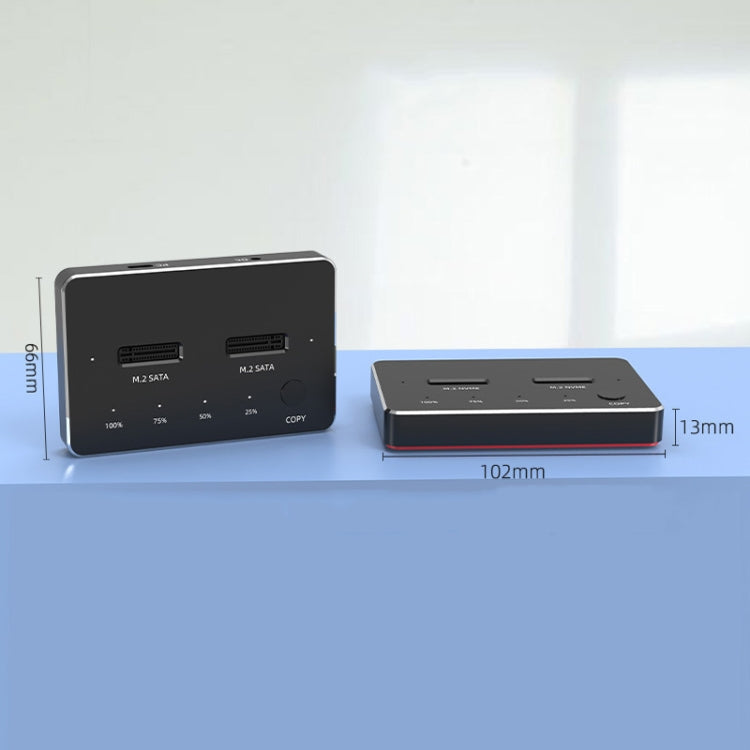 Lisslune | Blueendless M.2 Dual Disk Mobile Hard Drive Base SATA / NVME Solid State Hard Drive Box, Color: M.2 SATA (Gray + Blue)