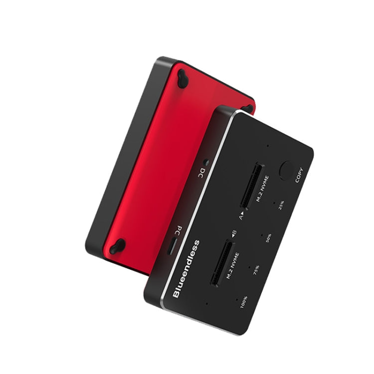 Lisslune | Blueendless M.2 Dual-Disk Mobile Hard Drive Base SATA / NVME Solid State Drive Box, Color: M.2 NVME (Black + Red)