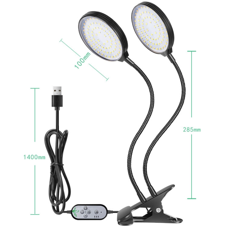 Lisslune | LED Plant Growth Lamp USB Remote Control Clip Waterproof Full Spectrum Natural White Seedling Plant Light, Power: 45W Three Heads