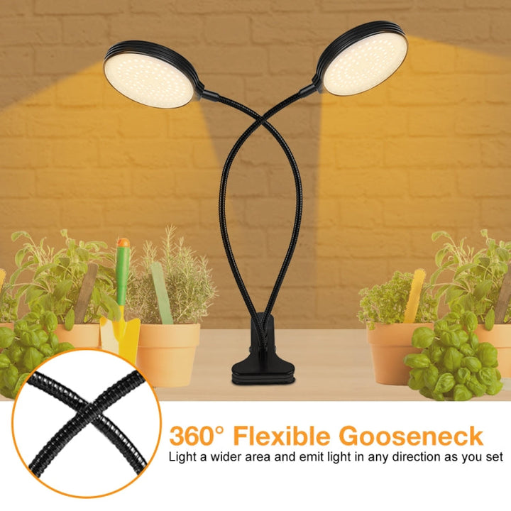 Lisslune | LED Plant Growth Lamp USB Remote Control Clip Waterproof Full Spectrum Natural White Seedling Plant Light, Power: 45W Three Heads