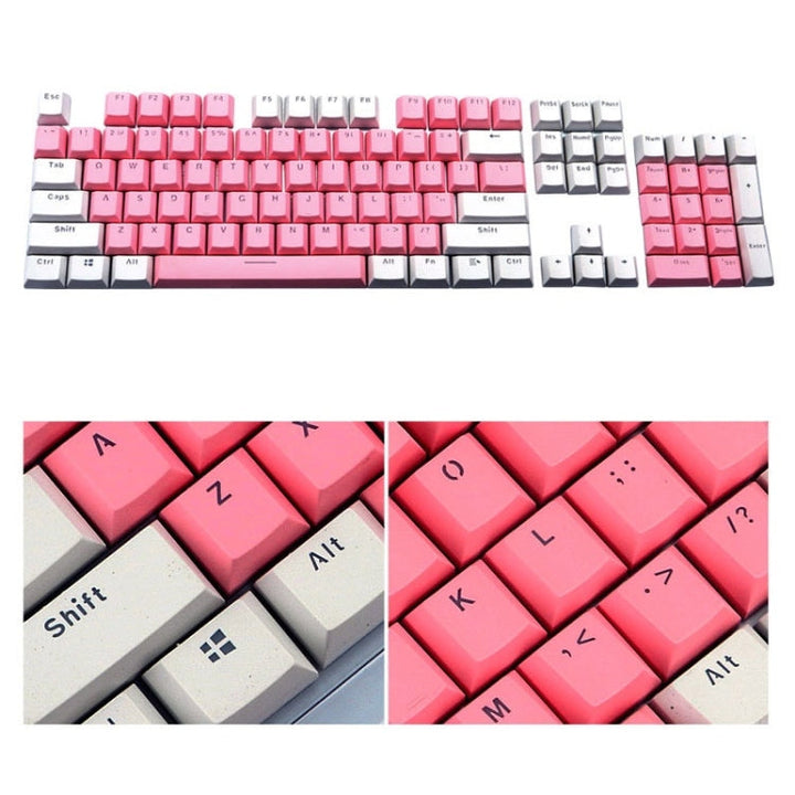 Lisslune | 104-Key Two-Color Form Transparent PBT Keycaps Mechanical Keyboard (Pink White)
