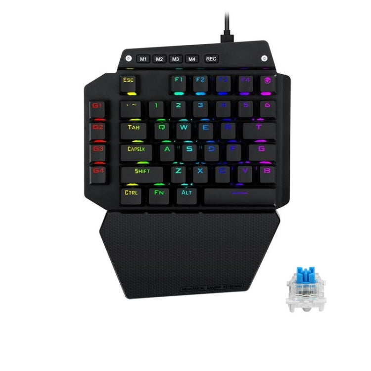 Lisslune | K700 44 Keys RGB Illuminated Interchangeable Switch Gaming One-Hand Keyboard, Cable Length: 1m (Blue Shaft)