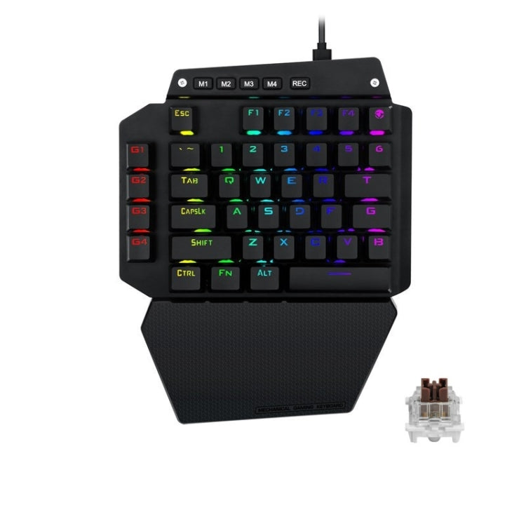 Lisslune | K700 44 Keys RGB Illuminated Switchable Axis Gaming One-Handed Keyboard, Cable Length: 1m(Tea Shaft)