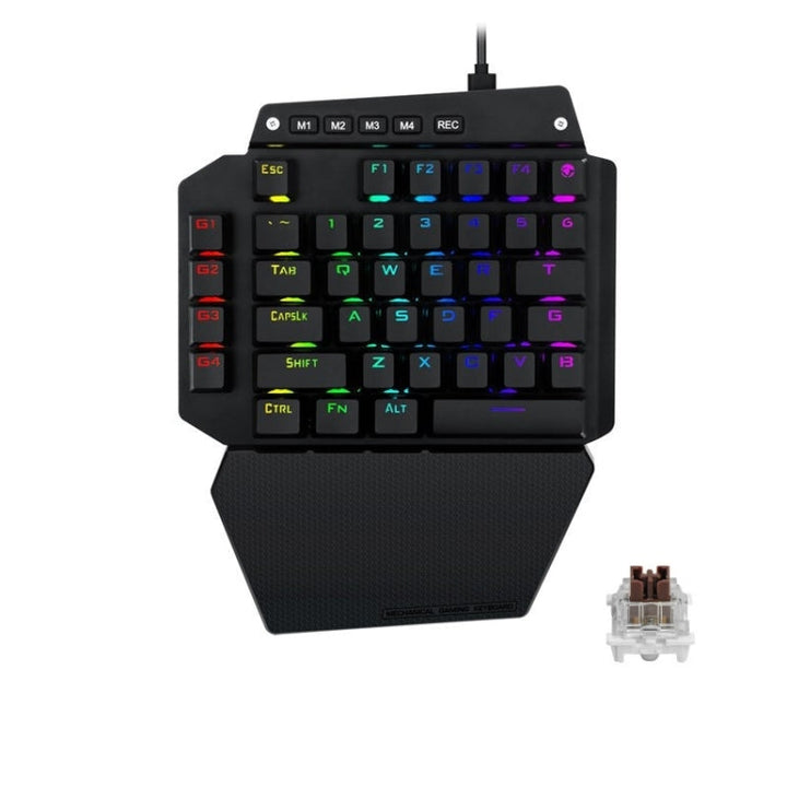 Lisslune | K700 44 Keys RGB Illuminated Switchable Axis Gaming One-Handed Keyboard, Cable Length: 1m(Tea Shaft)