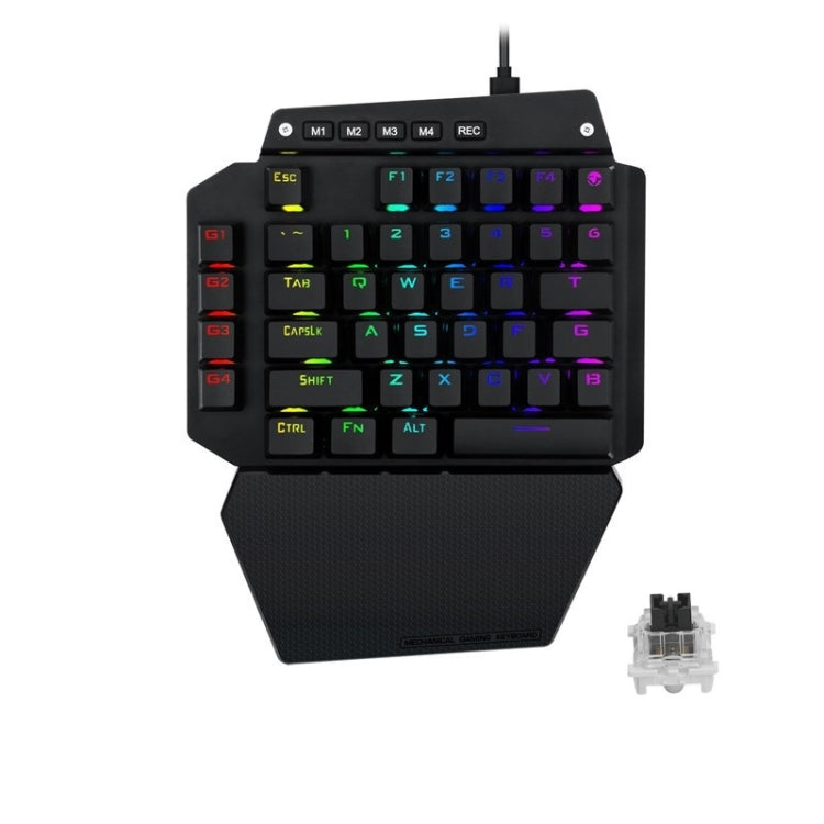 Lisslune | K700 44 Keys RGB Illuminated Switchable Axis Gaming One-Handed Keyboard, Cable Length: 1m (Black Shaft)