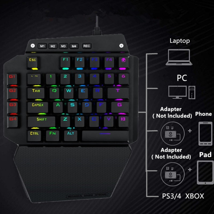 Lisslune | K700 44 Keys RGB Illuminated Interchangeable Switch Gaming One-Hand Keyboard, Cable Length: 1m (Blue Shaft)