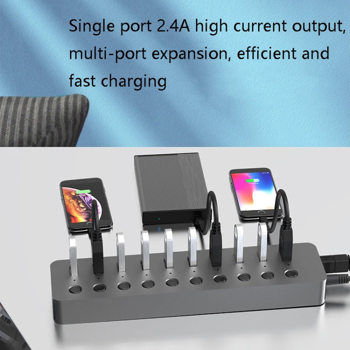 Lisslune | Blueendless USB-Splitter Aluminum alloy QC Fast charging expander, Number of ports: 10-Port (12V4A power)