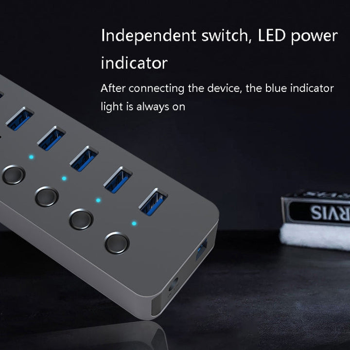 Lisslune | Blueendless USB-Splitter Aluminum alloy QC Fast charging expander, Number of ports: 10-Port (12V4A power)