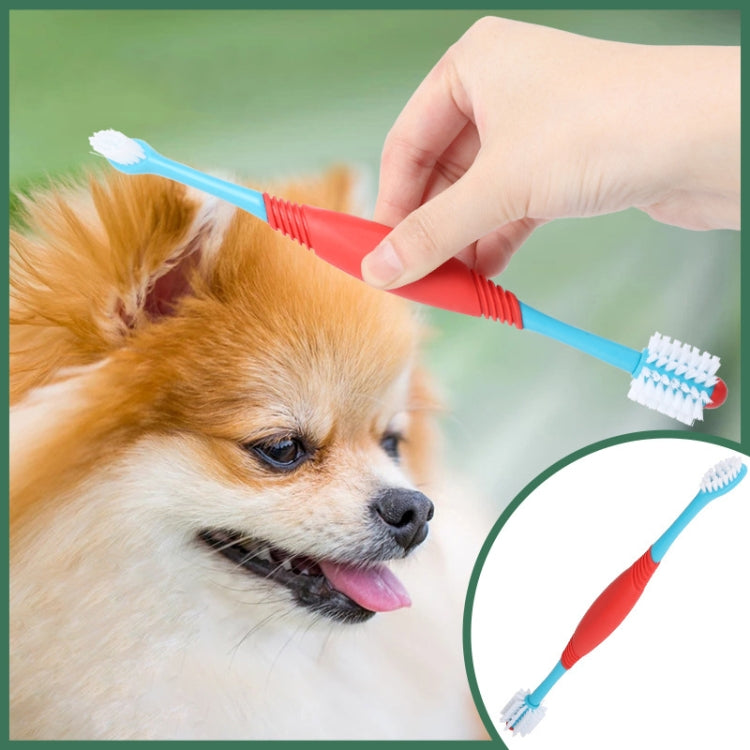 Pet Double-Headed Toothbrush Pet Dental Cleaning Products (Blue)