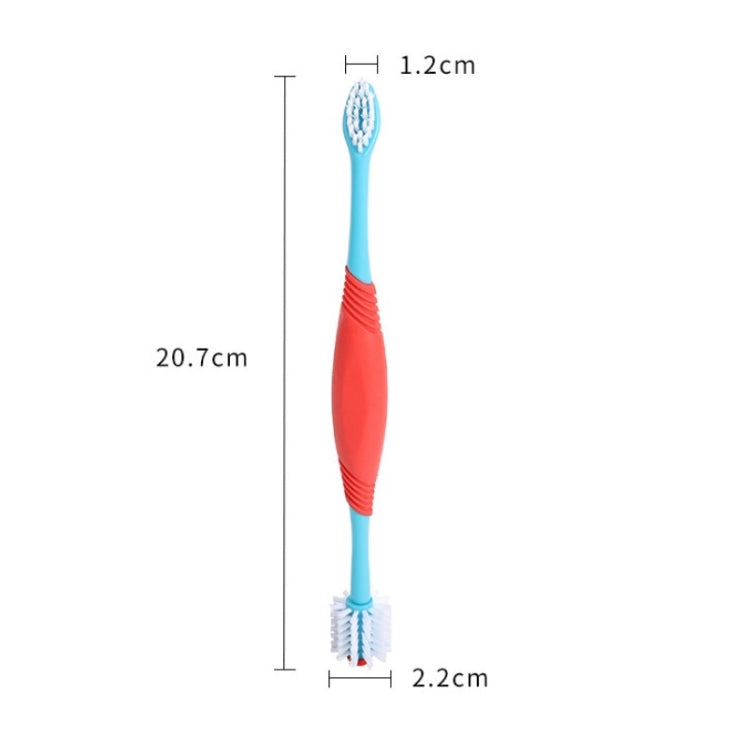 Pet Double-Headed Toothbrush Pet Dental Cleaning Products (Blue)