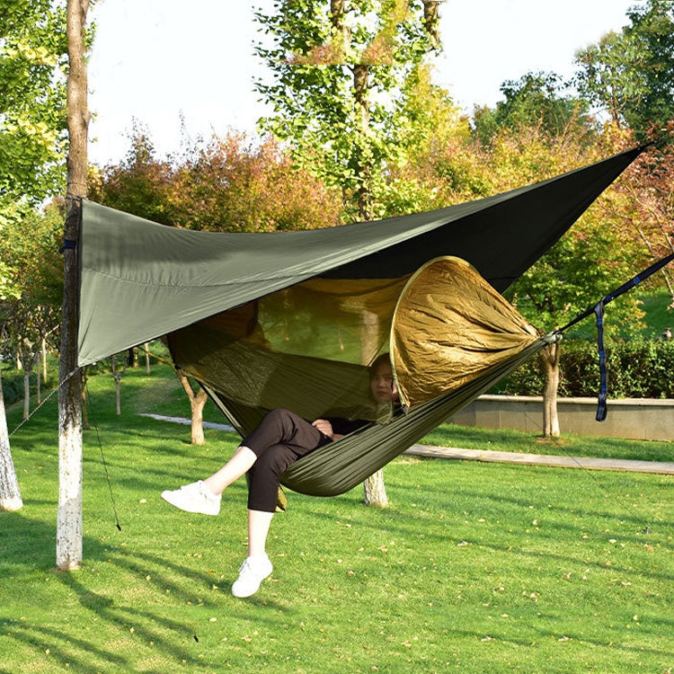 Lisslune | Strut-Mosquito-Net-Hammock Diamond-Sunshade-Set Outdoor Camping Automatic Quick-Open Anti-Mosquito-Hammock-Shelter-Set (Army Green)