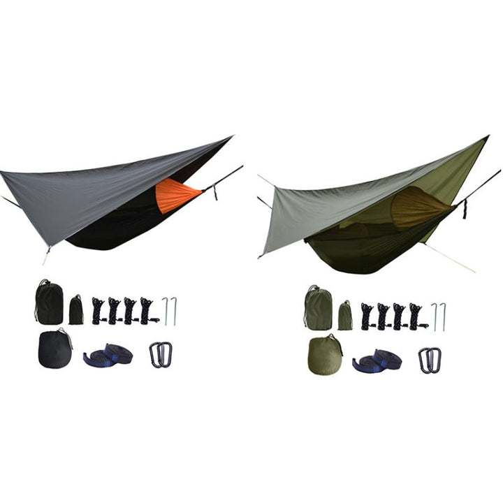 Lisslune | Strut-Mosquito-Net-Hammock Diamond-Sunshade-Set Outdoor Camping Automatic Quick-Open Anti-Mosquito-Hammock-Shelter-Set (Army Green)
