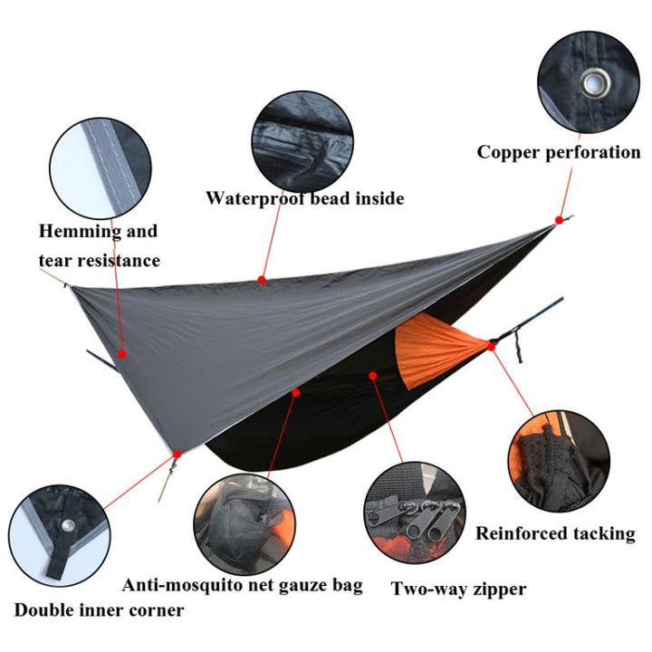 Lisslune | Strut-Mosquito-Net-Hammock Diamond-Sunshade-Set Outdoor Camping Automatic Quick-Open Anti-Mosquito-Hammock-Shelter-Set (Army Green)