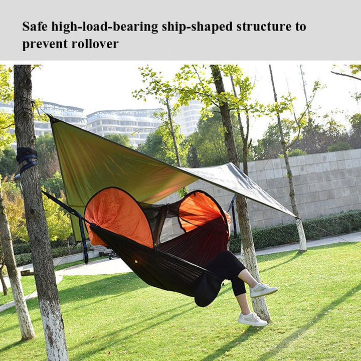 Lisslune | Strut-Mosquito-Net-Hammock Diamond-Sunshade-Set Outdoor Camping Automatic Quick-Open Anti-Mosquito-Hammock-Shelter-Set (Army Green)