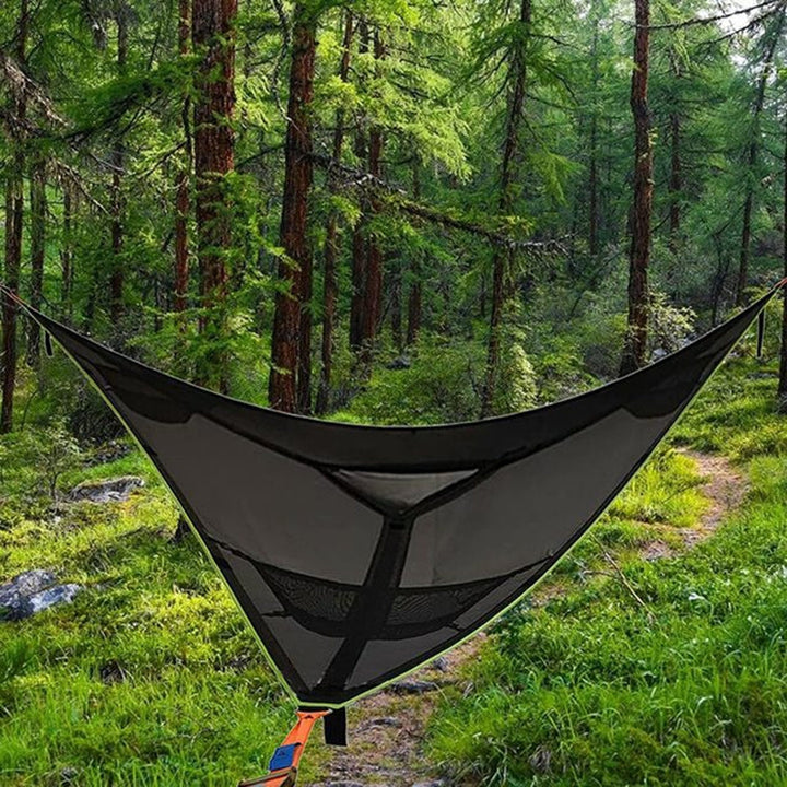 Lisslune | 2.8 m Family Outdoor Portable Air Tent Multi-Person Camping Triangle Hammock (Black)