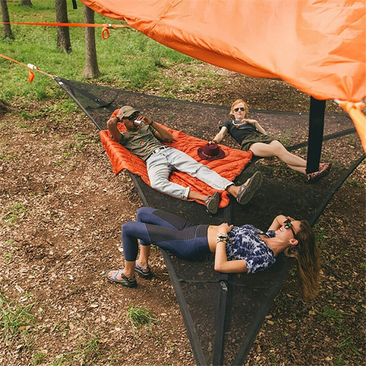 Lisslune | 2.8 m Family Outdoor Portable Air Tent Multi-Person Camping Triangle Hammock (Black)