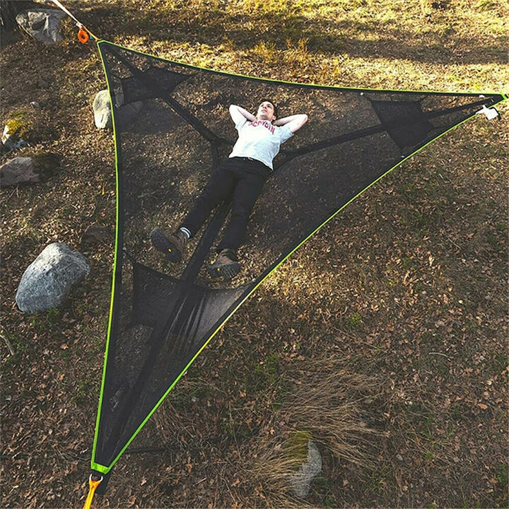 Lisslune | 2.8 m Family Outdoor Portable Air Tent Multi-Person Camping Triangle Hammock (Black)