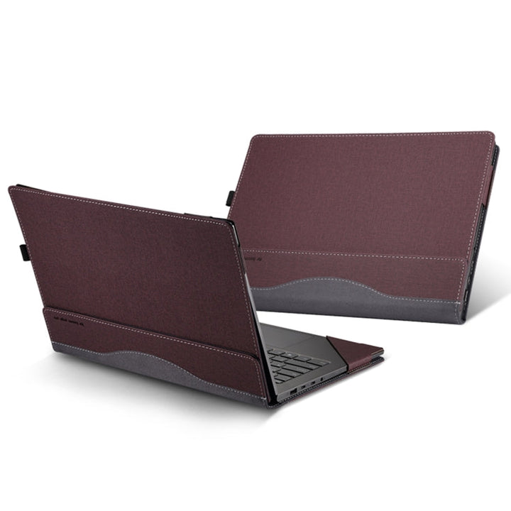 Lisslune | For Samsung Galaxy Book Pro 360 15.6 Inch Leather Laptop Anti-Fall Case with Stand (Wine Red)