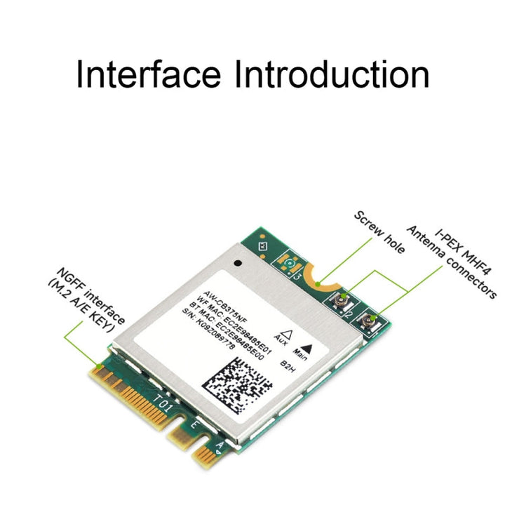 Lisslune | Waveshare 24780 AW-CB375NF 2.4G/5GHz Dual-Band WiFi 5 Wireless NIC, RTL8822CE-CG Core, Supports BLE