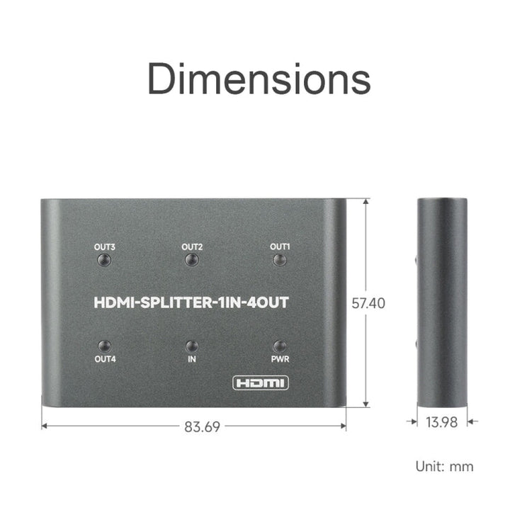 Lisslune | Waveshare 23738 4K HDMI Splitter, 1 In 4 Out, Share one HDMI source