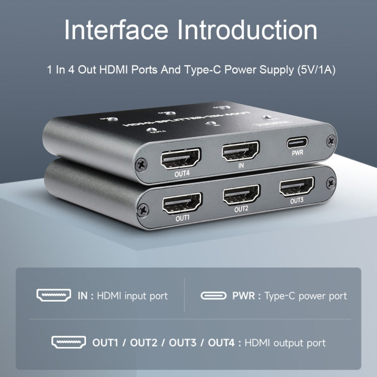 Lisslune | Waveshare 23738 4K HDMI Splitter, 1 In 4 Out, Share one HDMI source