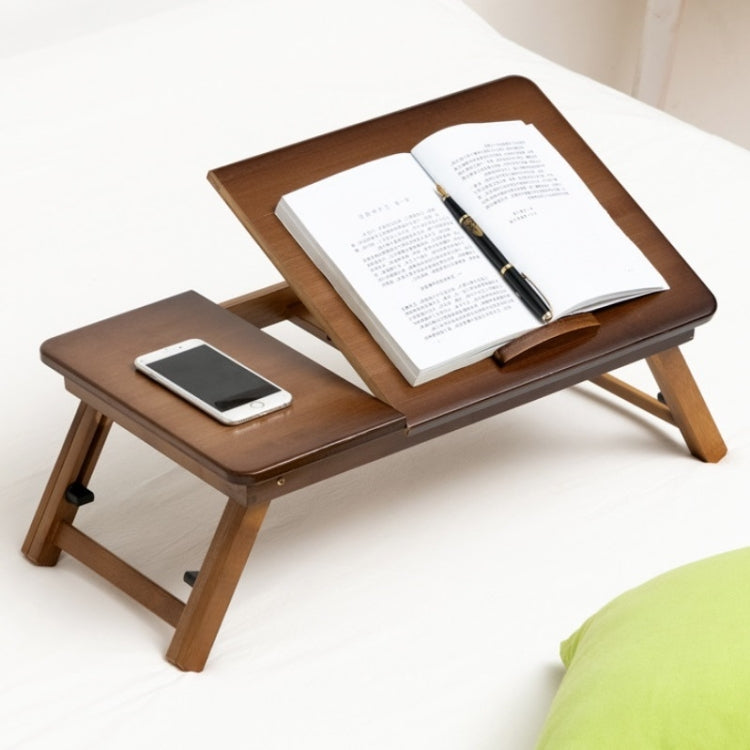 Lisslune | 741ZDDNZ Bed Use Folding Height Adjustable Laptop Table Dorm Study Table, Specification: Classic Tea Color 56cm Thickness Bamboo