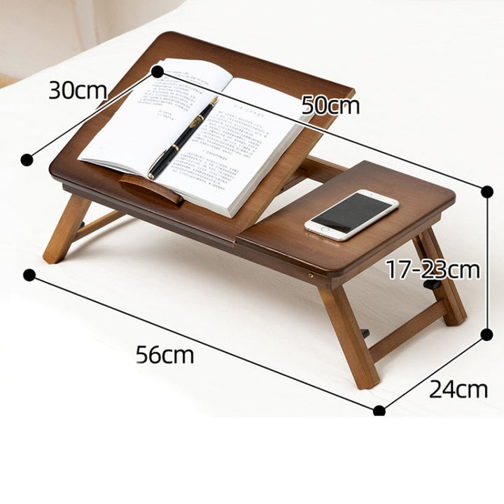 Lisslune | 741ZDDNZ Bed Use Folding Height Adjustable Laptop Table Dorm Study Table, Specification: Classic Tea Color 56cm Thickness Bamboo