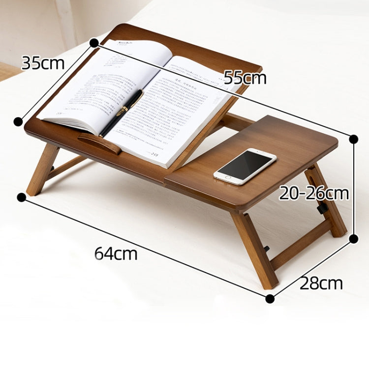 Lisslune | 741ZDDNZ Bed Usage Folding Height Adjustable Laptop Table Dorm Study Table, Specification: Classic Tea Color 64cm Thickness Bamboo