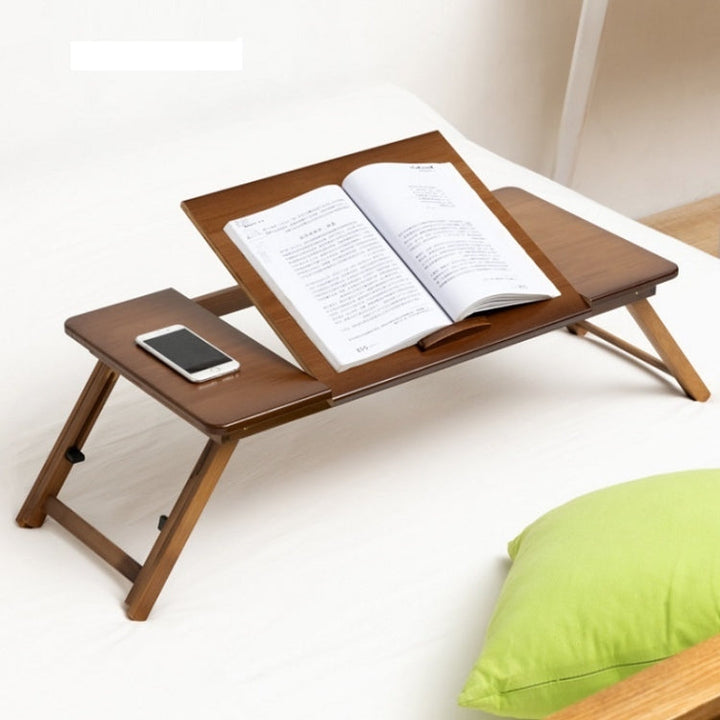 Lisslune | 741ZDDNZ Bed Use Foldable Height Adjustable Laptop Desk Dorm Study Desk, Specification: Classic Tea Color 88cm Thickness Bamboo