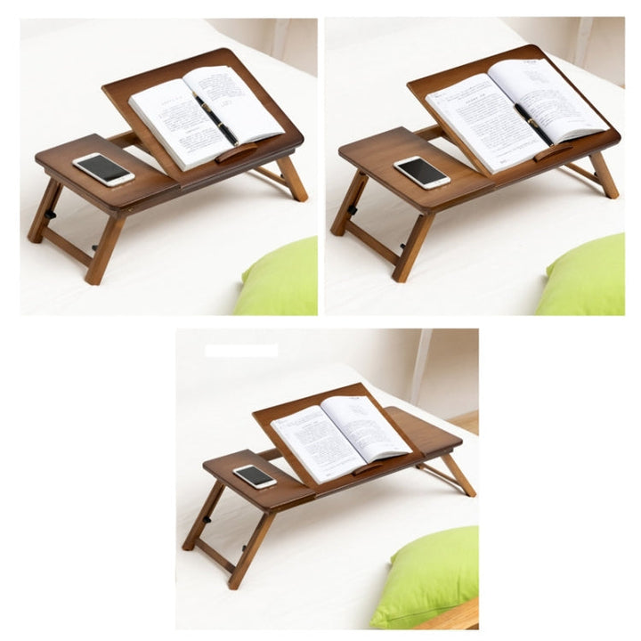 Lisslune | 741ZDDNZ Bed Use Foldable Height Adjustable Laptop Desk Dormitory Study Desk, Specification: Classic Tea Color 88cm Thick Bamboo
