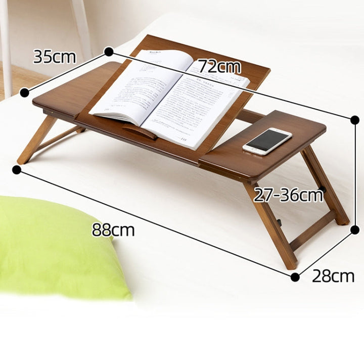 Lisslune | 741ZDDNZ Bed Use Foldable Height Adjustable Laptop Desk Dormitory Study Desk, Specification: Classic Tea Color 88cm Thick Bamboo