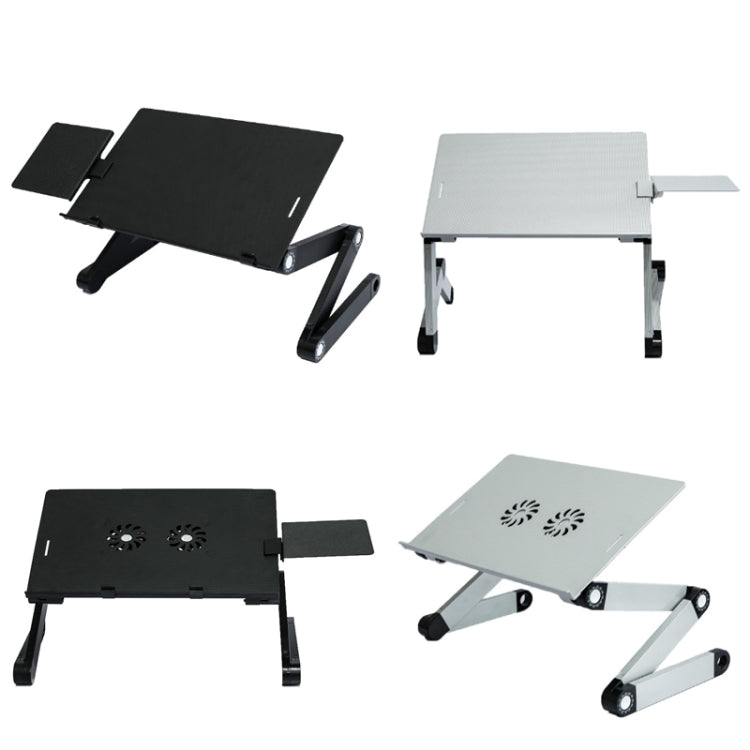 Lisslune | T8 Aluminum Alloy Folding & Lever Laptop Table Office Desk Height Adjustable Mount with Mouse Pad (Black)