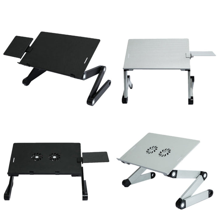 Lisslune | T8 Aluminum Alloy Folding & Lever Laptop Table Office Desk Height Adjustable Mount with Mouse Pad (Black)