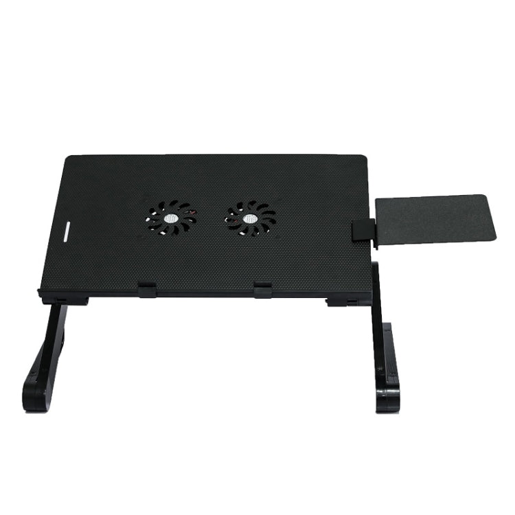 Lisslune | T8 Aluminum Alloy Folding & Lifting Laptop Desk Office Desk Height Adjustable Support with Fan & Mouse Board (Black)